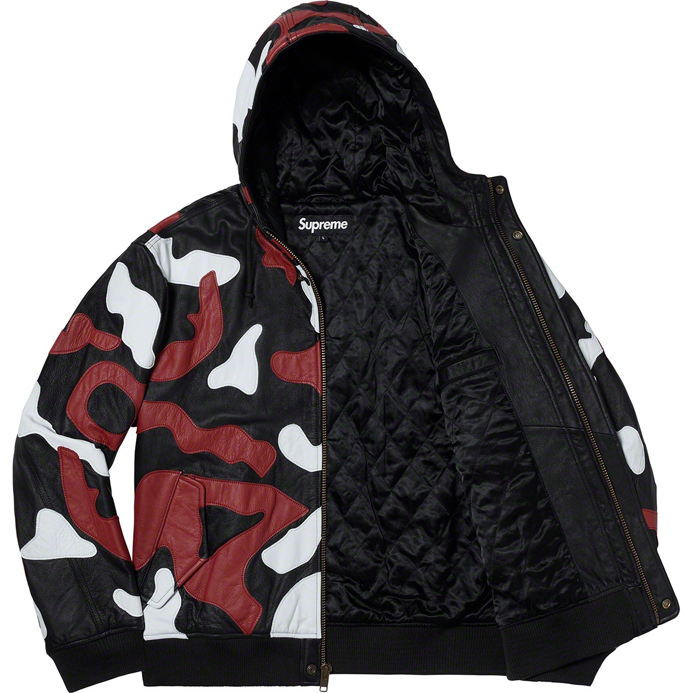 Camo Leather Hooded Jacket view 4